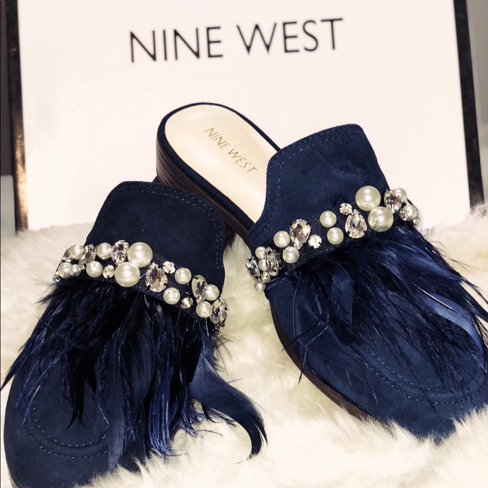 Navy Blue Nine West Mules